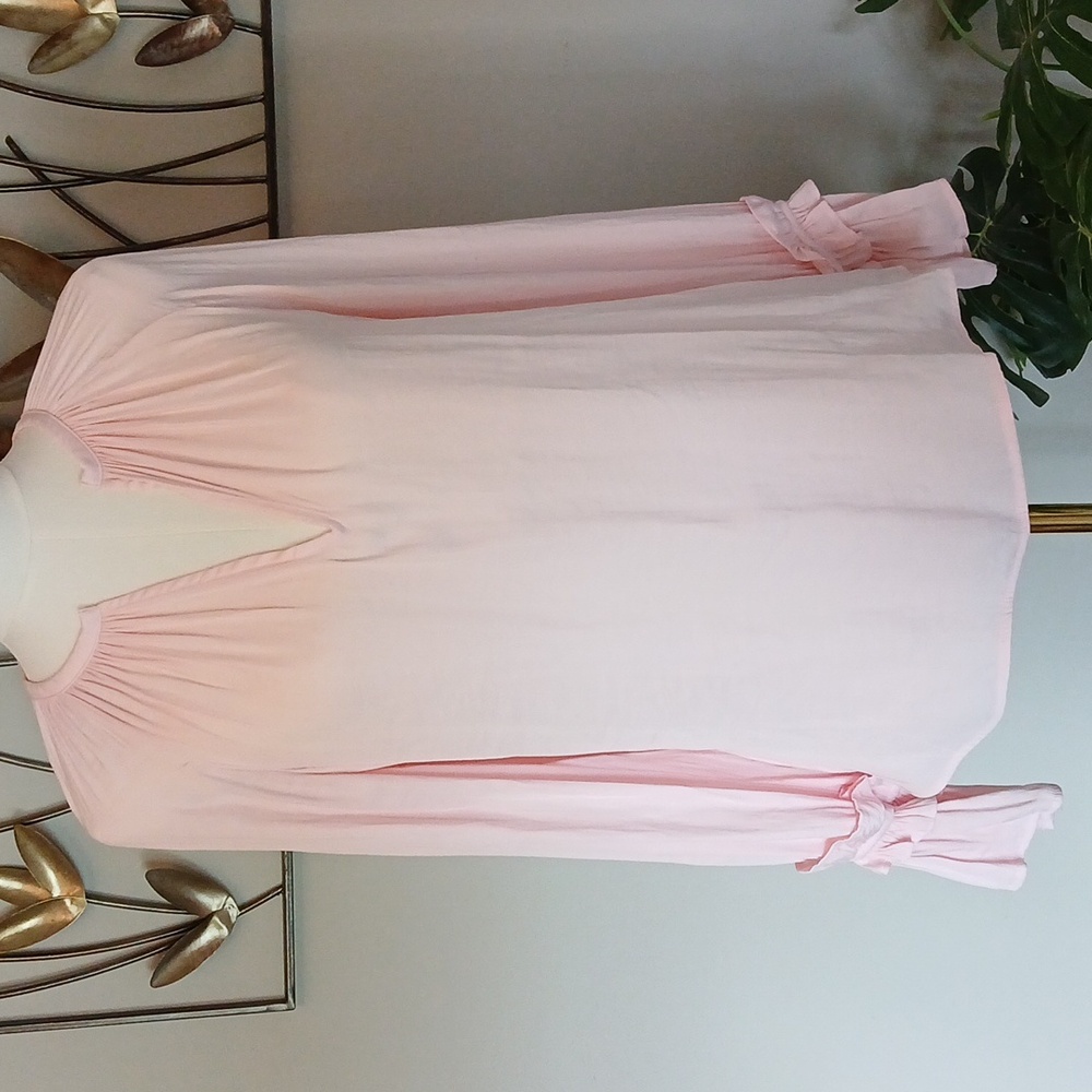 Pink Lightweight Raglan Sleeve Top with Ruffle Sleeve - Belle & Sky - Sz M